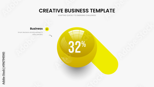 Simple Showcase One Step Chart Slide Layout. Sales Strategy 1 Element Graph Frame Template. Enterprise Overview Presentation Design Vector Illustration.