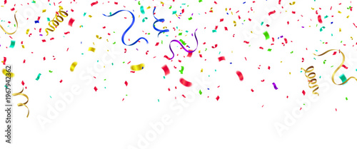 background with colorful confetti and streamers flying scattering across  graceful wave infinity-like motion  scene features various sizes and shapes