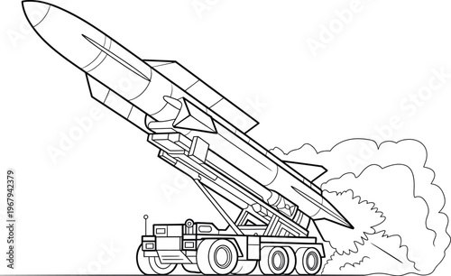 Rocket launch and explosion line art set, black and white ink style drawings of rocket liftoff, smoke trails, and dramatic explosion effects in hand drawn comic vector style.
