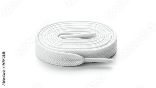 Shoelace White Coiled Up on an Isolated White Background a Clean New Accessory for Footwear