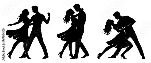 Dancing Couples Silhouette Set – Elegant Ballroom Dance Poses Vector Collection