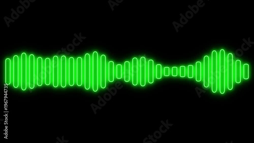 Glowing neon Sound wave icon for voice recognition in virtual assistant,speech sign.voice recording and podcast mic microphone button icon animation.Audio microphone icon animation in black .