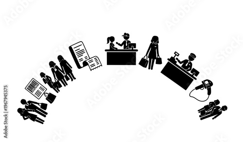 Modern retail shopping silhouette icon set vector