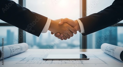 Business Partnership Agreement Handshake Successful Deal