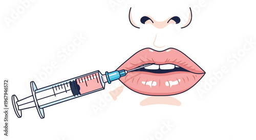 Close-up of lips receiving cosmetic filler injection for enhancement
