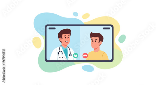 Doctor and patient connect for a virtual healthcare consultation on a tablet screen.