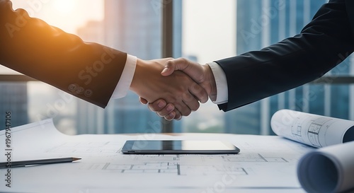 Business Partnership Handshake Agreement Success