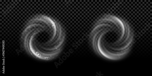 Circular air vortex effect. Vector wind swirl background, round wave texture
