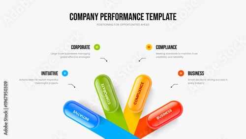 Market Innovation Frame Template Vector Illustration. Project Report Four Step Diagram Slide Layout. Professional Launch 4 Option Infographic Slideshow Design.