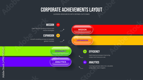 Visual Plan 4 Option Infographic Frame Template. Consulting Solution Slideshow Design Vector Illustration. Modern Overview Four Element Diagram Presentation Layout.