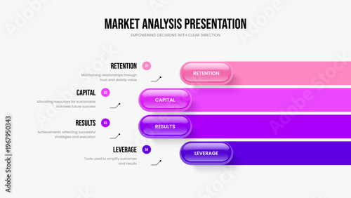 Advertising Portfolio Slide Layout Vector Illustration. Product Briefing 4 Option Diagram Frame Template. Creative Forecast Four Step Infographic Presentation Design.