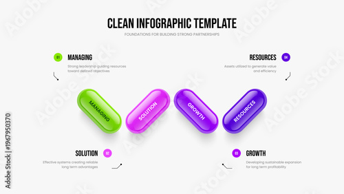 Sales Innovation Four Option Diagram Presentation Layout. Consulting Forecast 4 Step Infographic Slide Design. Enterprise Launch Frame Template Vector Illustration.