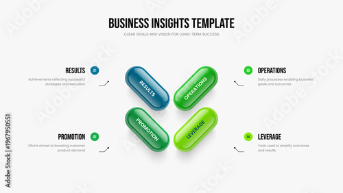 Project Profile Slide Template Vector Illustration. Business Plan Four Element Diagram Slideshow Layout. Enterprise Analysis 4 Step Infographic Presentation Design.