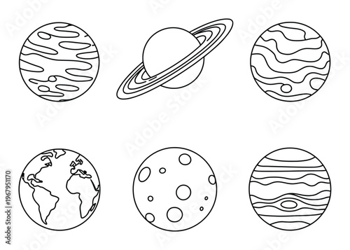 Simple Line of Planets and Celestial Bodies