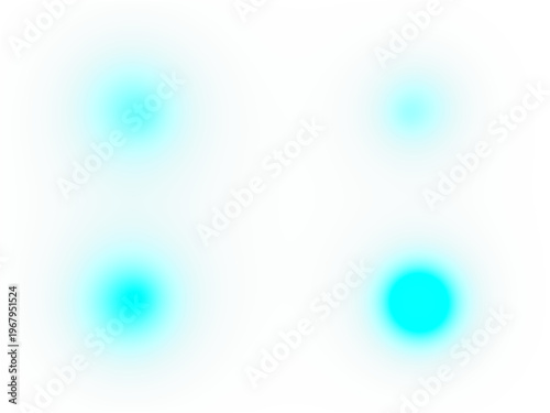 Four bright cyan light glow spots on a dark teal background