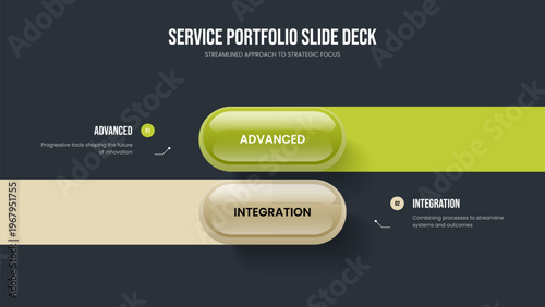 Professional Visualization 2 Element Infographic Frame Design. Service Insight Two Step Diagram Slideshow Template. Investor Solution Slide Layout Vector Illustration.