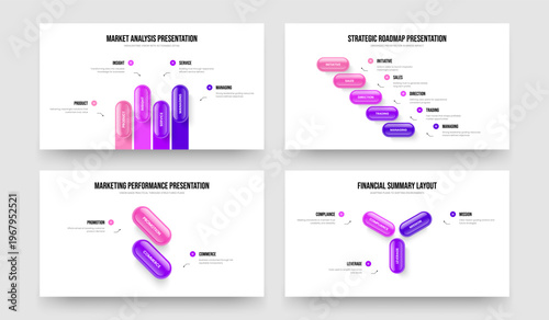 Creative Plan 4 5 2 3 Element Diagram Presentation Layout Bundle. Digital Visualization Four Five Two Three Option Infographic Frame Design Vector Illustration Set.