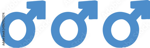 Male gender symbol icons set, blue masculinity signs collection, men identity and gender representation concept vector illustration isolated on white background