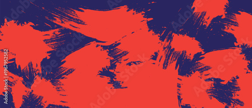 A pixelated image of pink and blue flowers