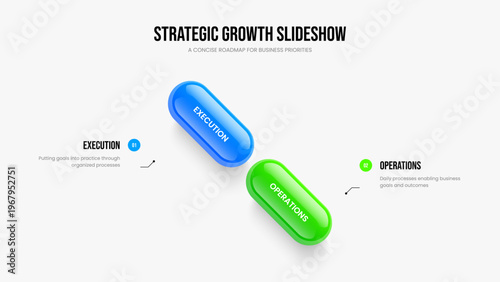 Investor Portfolio Frame Layout Vector Illustration. Project Growth 2 Element Diagram Slide Template. Corporate Plan Two Option Infographic Slideshow Design.
