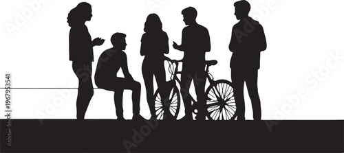 head silhouette profile of a pensive young man and woman opposite each other teenage boy and girl