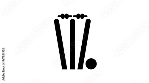 Cricket Stumps Vector Silhouette Ball Bails Sports Icon Minimalist Illustration Outline Graphic Art Symbol Design Collection Poster Logo Clipart Template