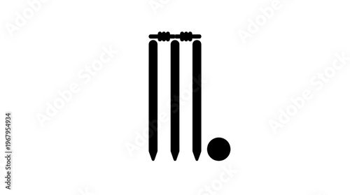 Cricket Stumps Vector Silhouette Ball Bails Sports Icon Minimalist Illustration Outline Graphic Art Symbol Design Collection Poster Logo Clipart Template