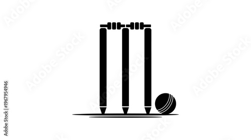 Cricket Stumps Vector Silhouette Ball Bails Sports Icon Minimalist Illustration Outline Graphic Art Symbol Design Collection Poster Logo Clipart Template