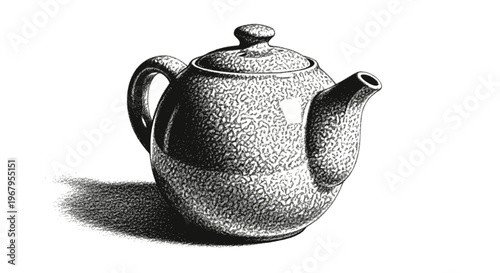 Tea pot halftone collage. Tea pot pencil drawing, halftone photocopy collage. Grunge tea pot, food cutout vintage art. Retro breakfast, Italian brunch sketch. Transparent SVG version.