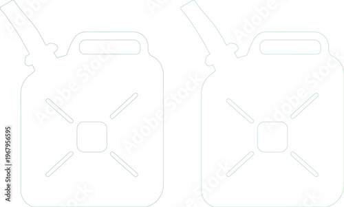 Minimalist fuel can vector illustration, two simple gas cans, jerrycan outline graphic, essential automotive and industrial supply icon for design projects.
