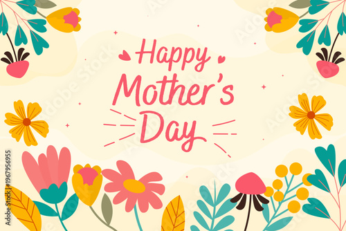 background illustration for mother's day in hand drawn style