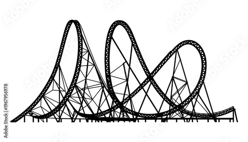 A rollercoaster vector silhouette illustration on a white background