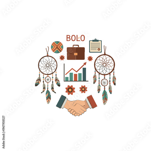 Business Concept with Dreamcatchers and Handshake.