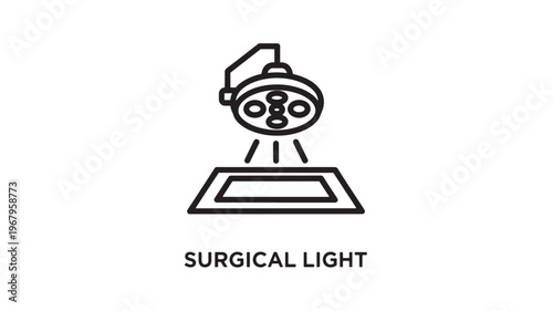 Surgical Light Linear Icon; Minimalist Vector Illustration of an Operating Room Theatre Lamp for Medical, Healthcare, Hospital Equipment, and Surgery Technology Concepts