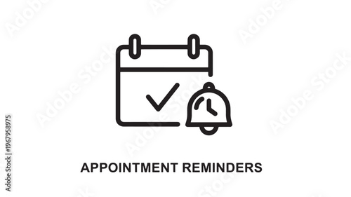 Appointment Reminders Icon Featuring Calendar and Notification Bell Symbolizing Schedule Management Healthcare Booking Systems and Time Organization Vector Illustration for Digital Planning 