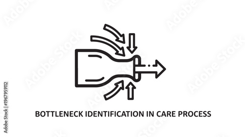 Bottleneck Identification in Care Process Icon Representing Efficiency Constraints Operational Management Workflow Analysis and Business Process Optimization Vector Illustration for Healthcare