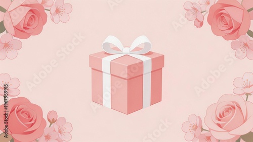 pink background with roses