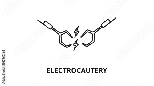 Electro cautery Illustration with Stylized Electric Current Symbol black vector Icon 