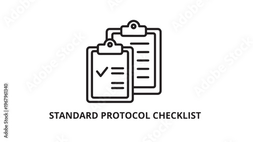 a standard protocol checklist on a clipboard with a checkmark, used for business procedures and operations