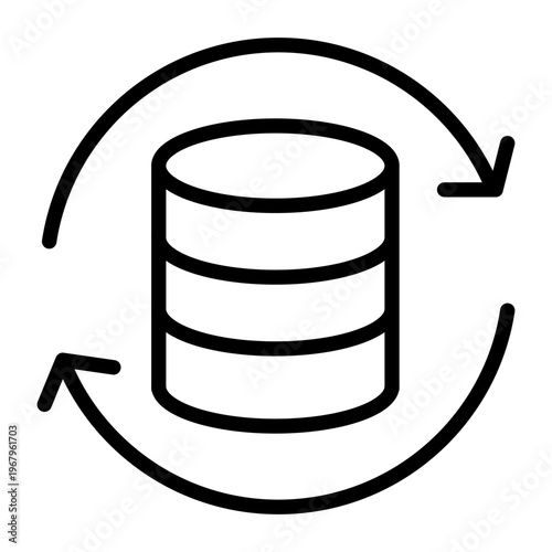A database cylinder surrounded by circular arrows representing the process of data synchronization