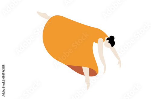 曲線の美しさを活かした沈み込むようなポーズの女性ダンサー