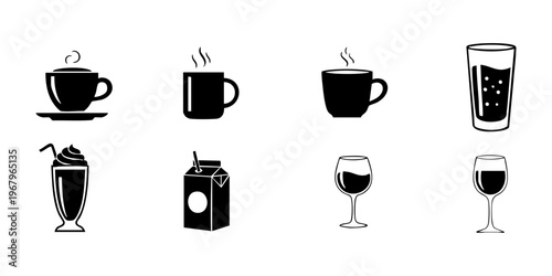 A collection of various drinks and beverages on a table setting