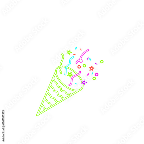 Neon Party Confetti Popper  Illustration