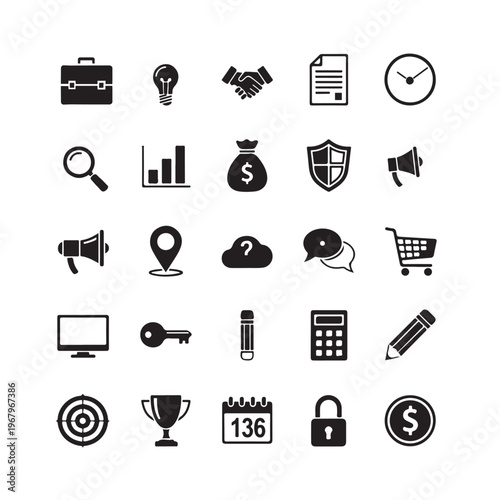 Collection of business and finance icons