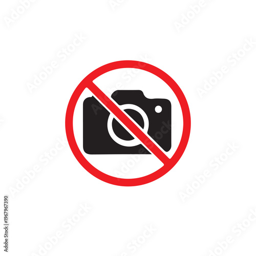 No photography allowed sign with red circle and camera icon