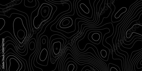The black grey on white contours vector topography stylized height of the lines. The concept of a conditional geography scheme and the terrain path. Ultra wide. Map vector terrain Illustration.	