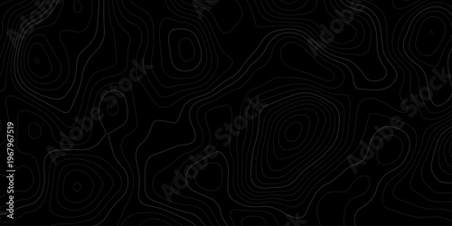The black grey on white contours vector topography stylized height of the lines. The concept of a conditional geography scheme and the terrain path. Ultra wide. Map vector terrain Illustration.	