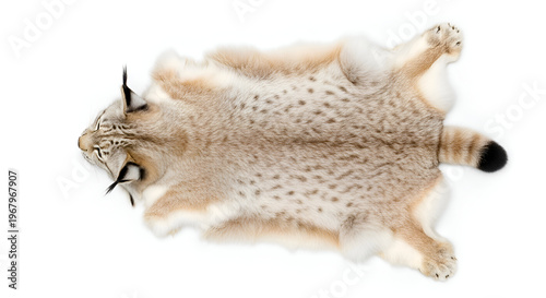 Cheetah fur rug on white background.