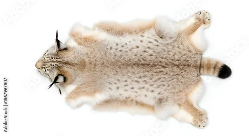 Fototapeta Cheetah fur rug on white background.