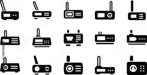 Wireless internet router and network device icons